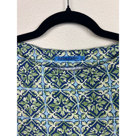 J. Mclaughlin Catalina Cloth 3/4 Sleeve Printed Top Green Sz XS Preppy Coastal - Picture 4 of 7